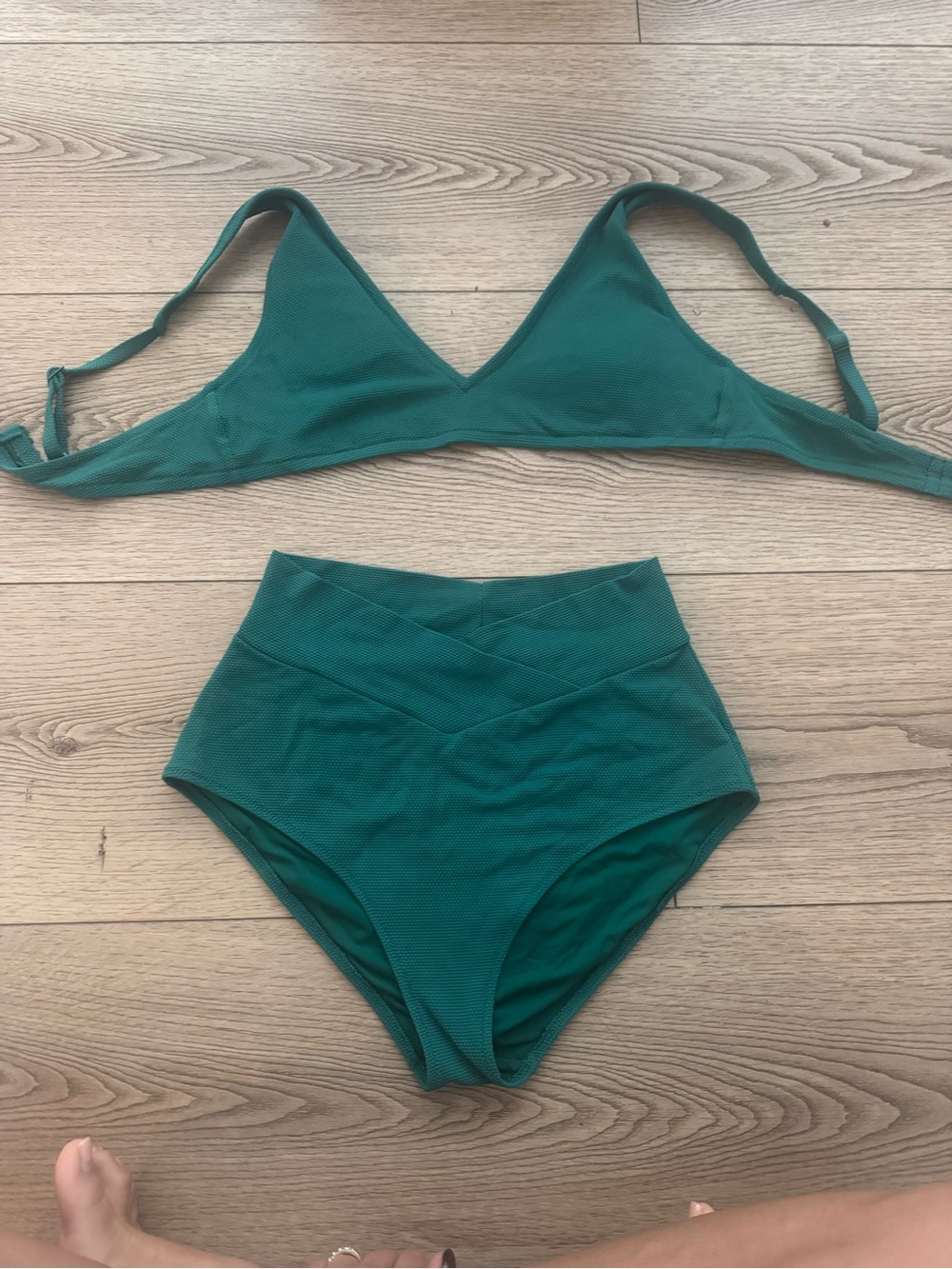 aerie Teal Two-Piece High-Waist Bikini Set